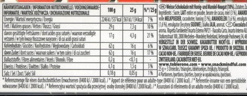 Foto da tabela nutricional