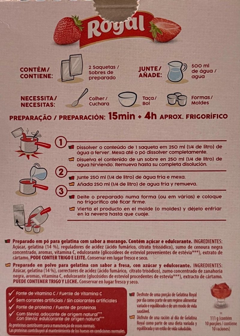 Foto da lista de ingredientes