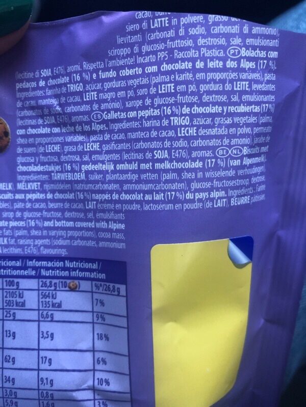 Foto da lista de ingredientes