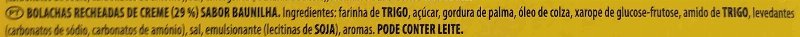 Foto da lista de ingredientes