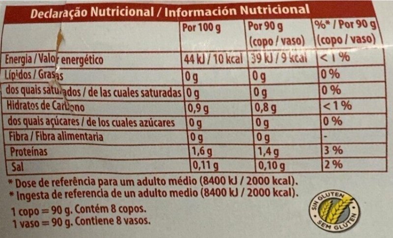 Foto da tabela nutricional