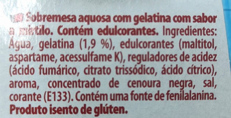 Foto da lista de ingredientes