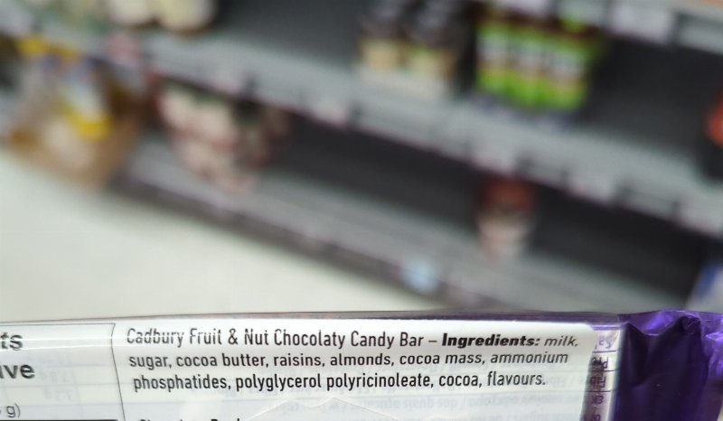 Foto da lista de ingredientes