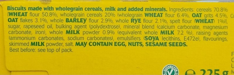 Foto da lista de ingredientes