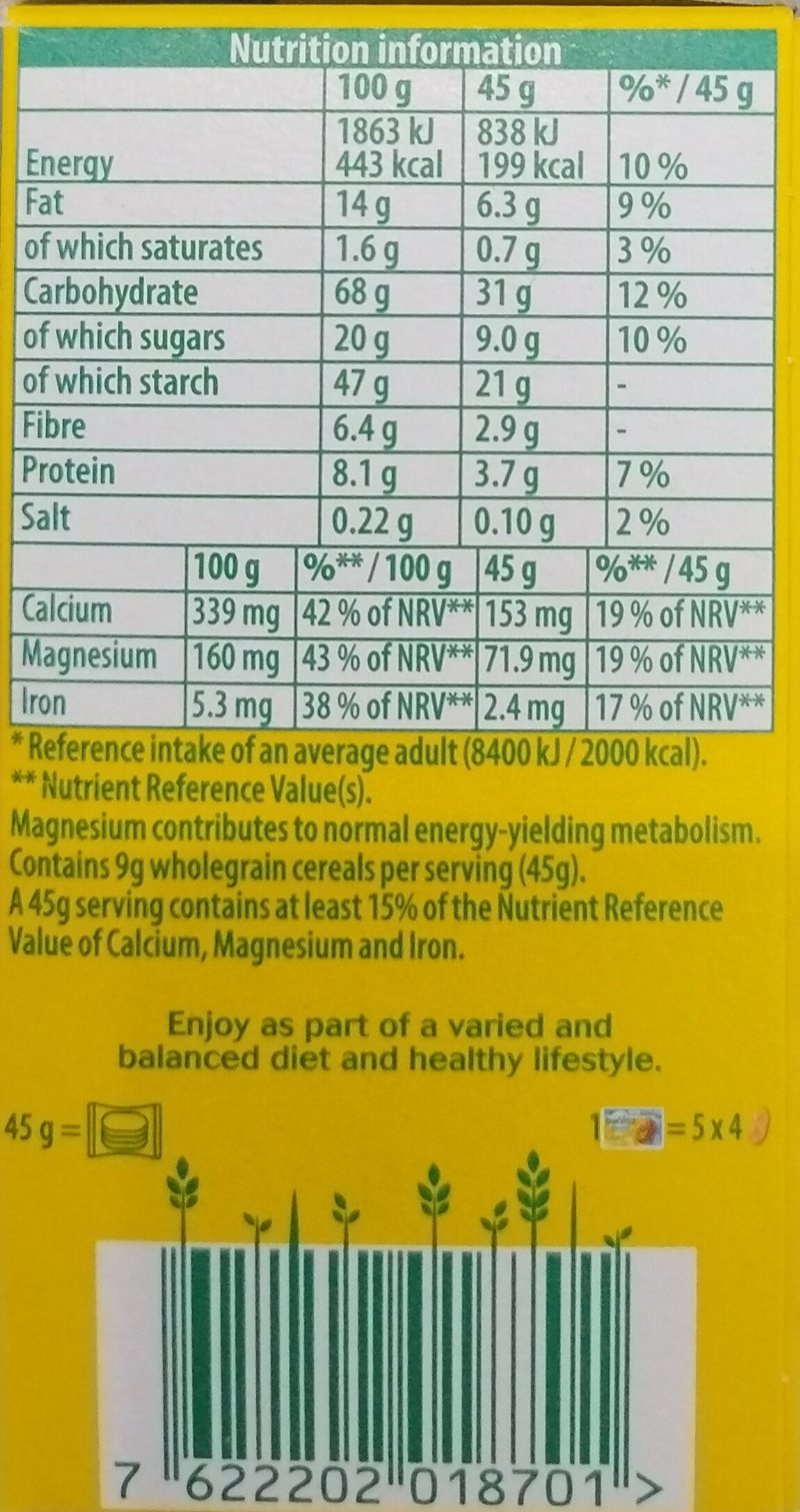 Foto da tabela nutricional