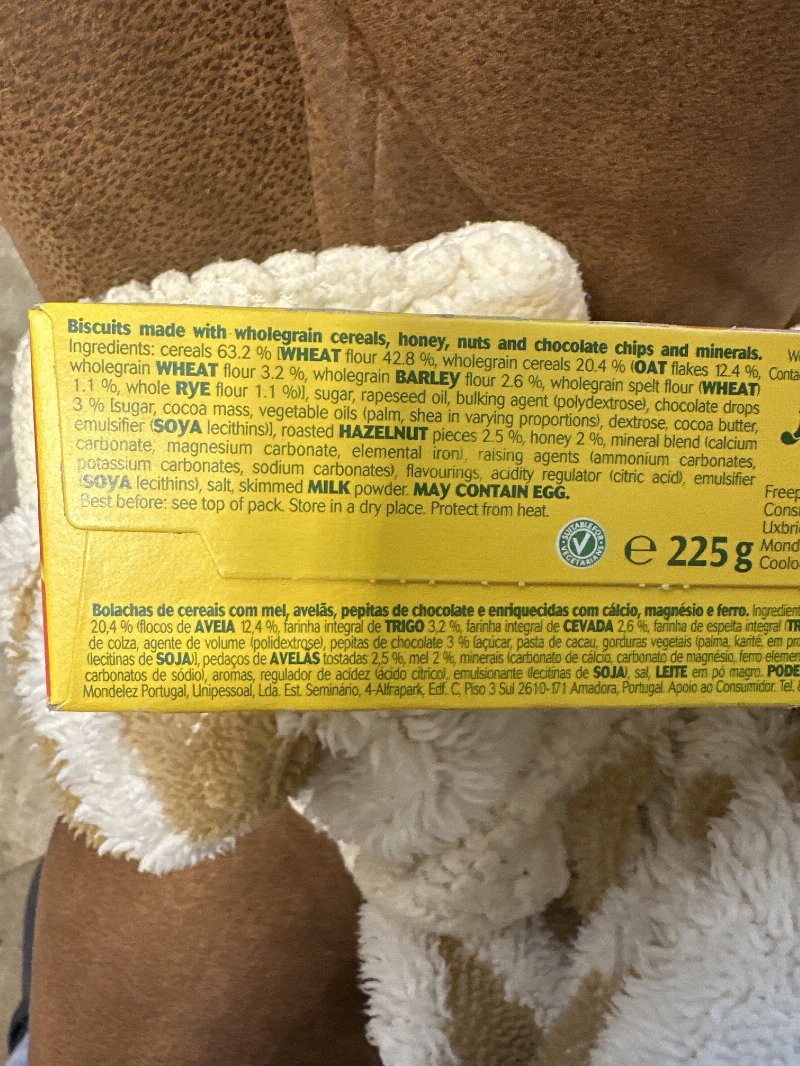 Foto da lista de ingredientes