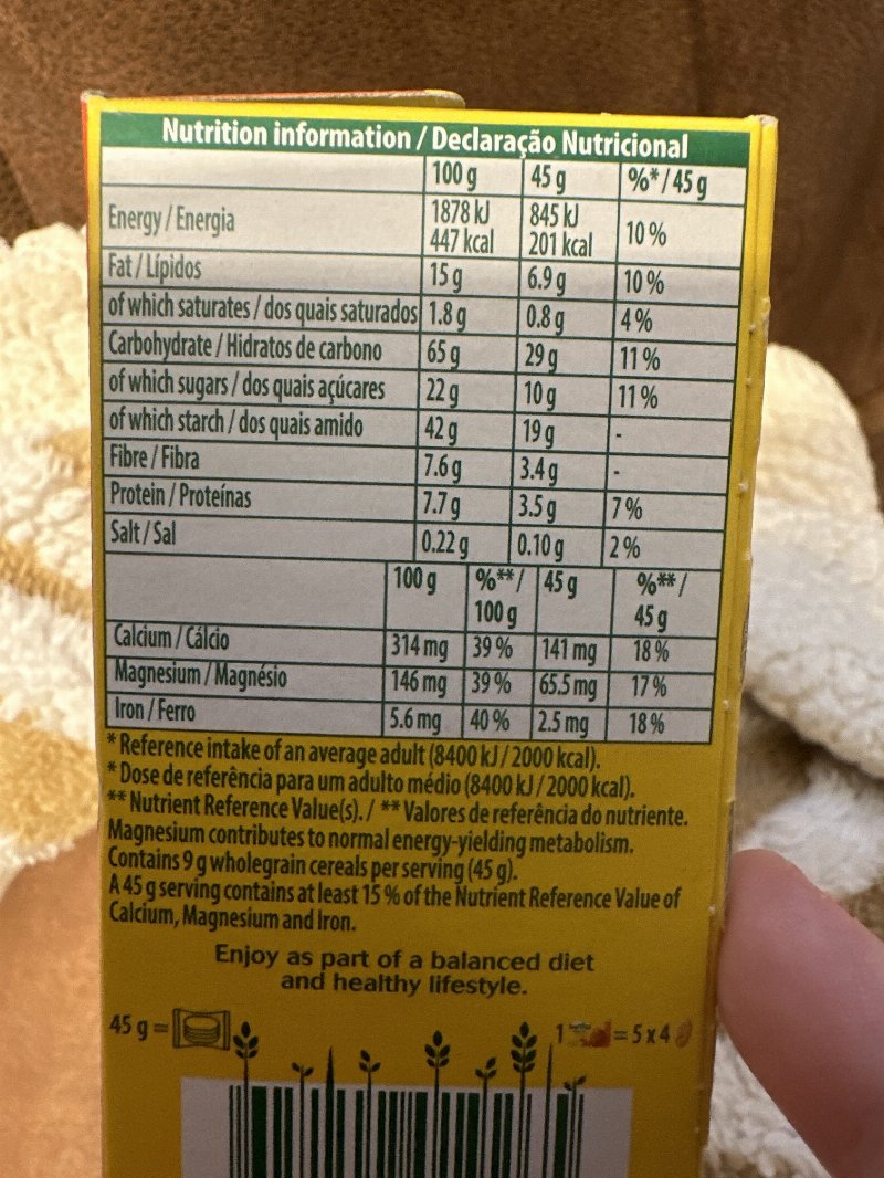 Foto da tabela nutricional