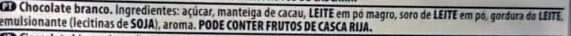 Foto da lista de ingredientes