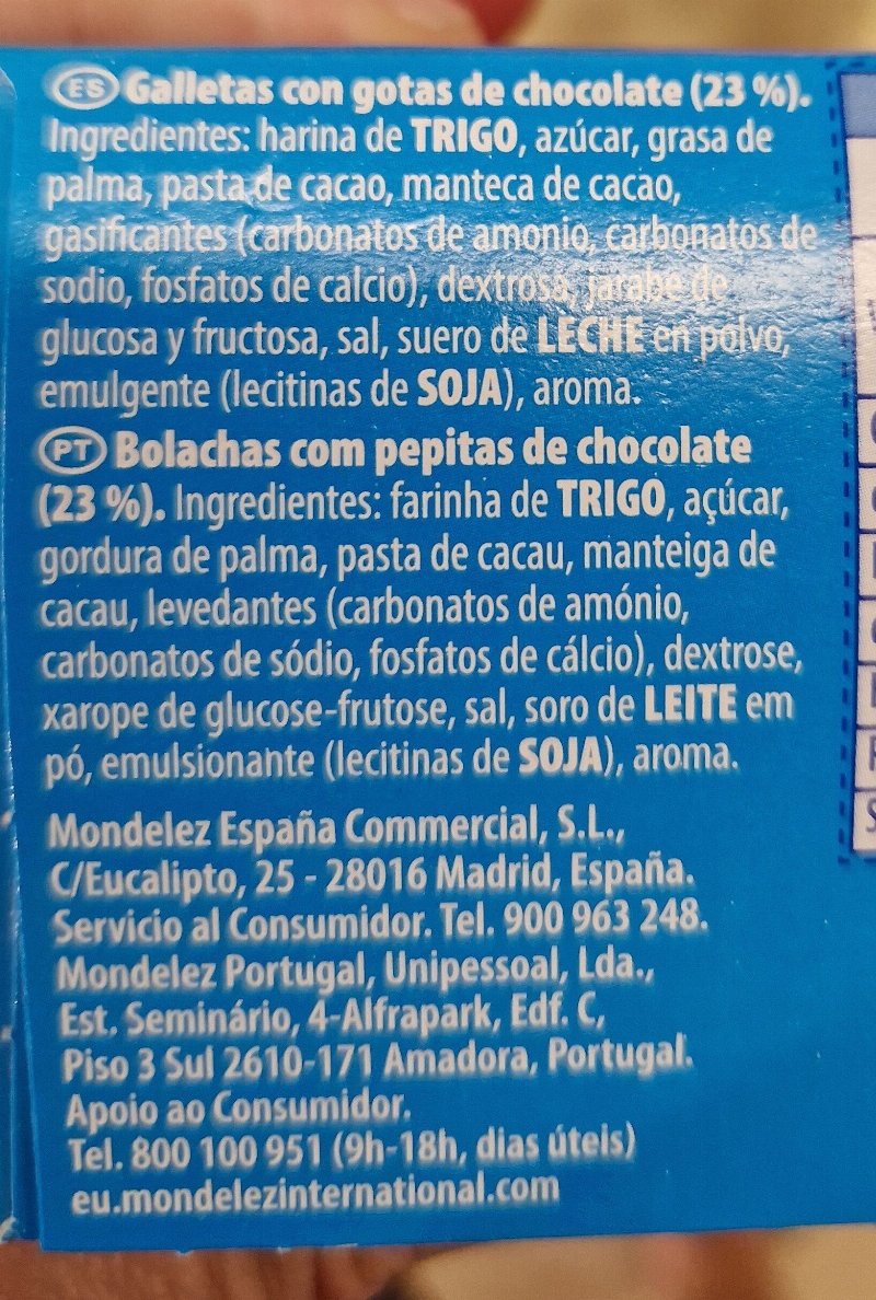 Foto da lista de ingredientes