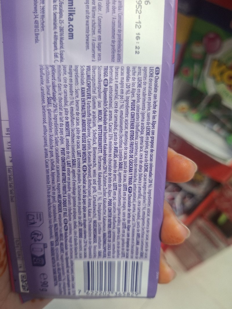 Foto da lista de ingredientes