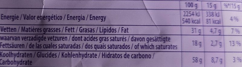 Foto da tabela nutricional