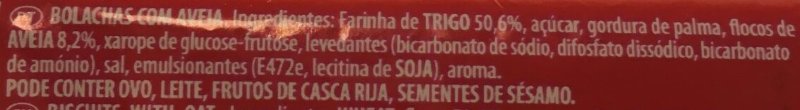Foto da lista de ingredientes
