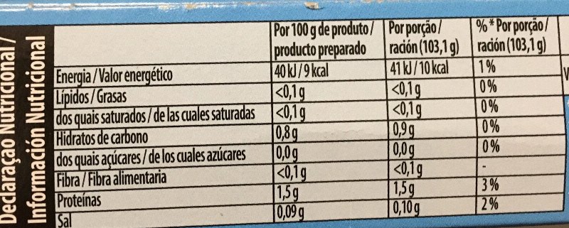 Foto da tabela nutricional