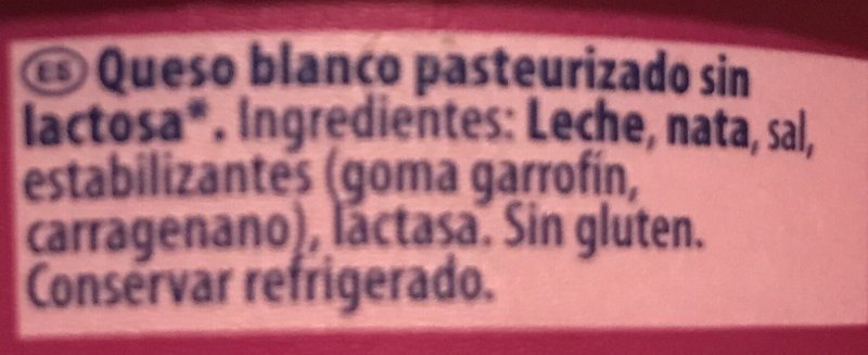 Foto da lista de ingredientes