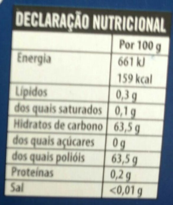 Foto da tabela nutricional