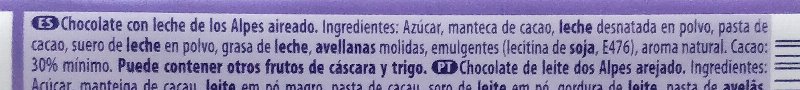 Foto da lista de ingredientes