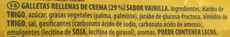 Foto da lista de ingredientes