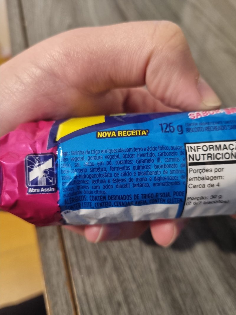 Foto da lista de ingredientes