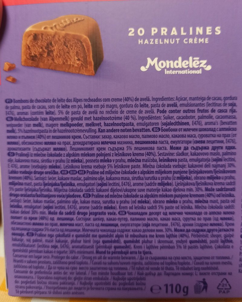 Foto da lista de ingredientes