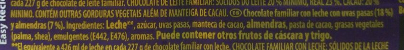 Foto da lista de ingredientes