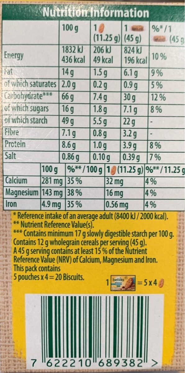 Foto da tabela nutricional