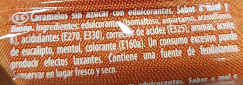 Foto da lista de ingredientes