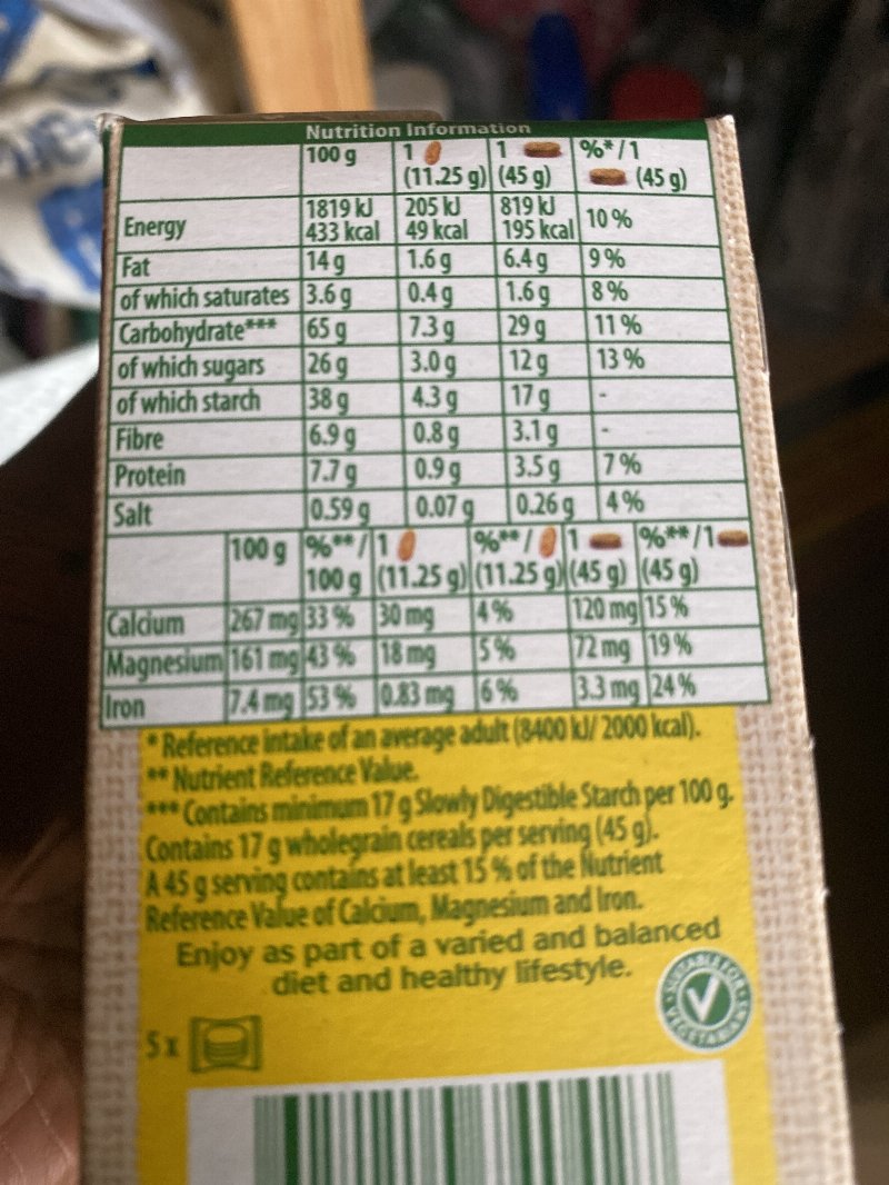 Foto da lista de ingredientes