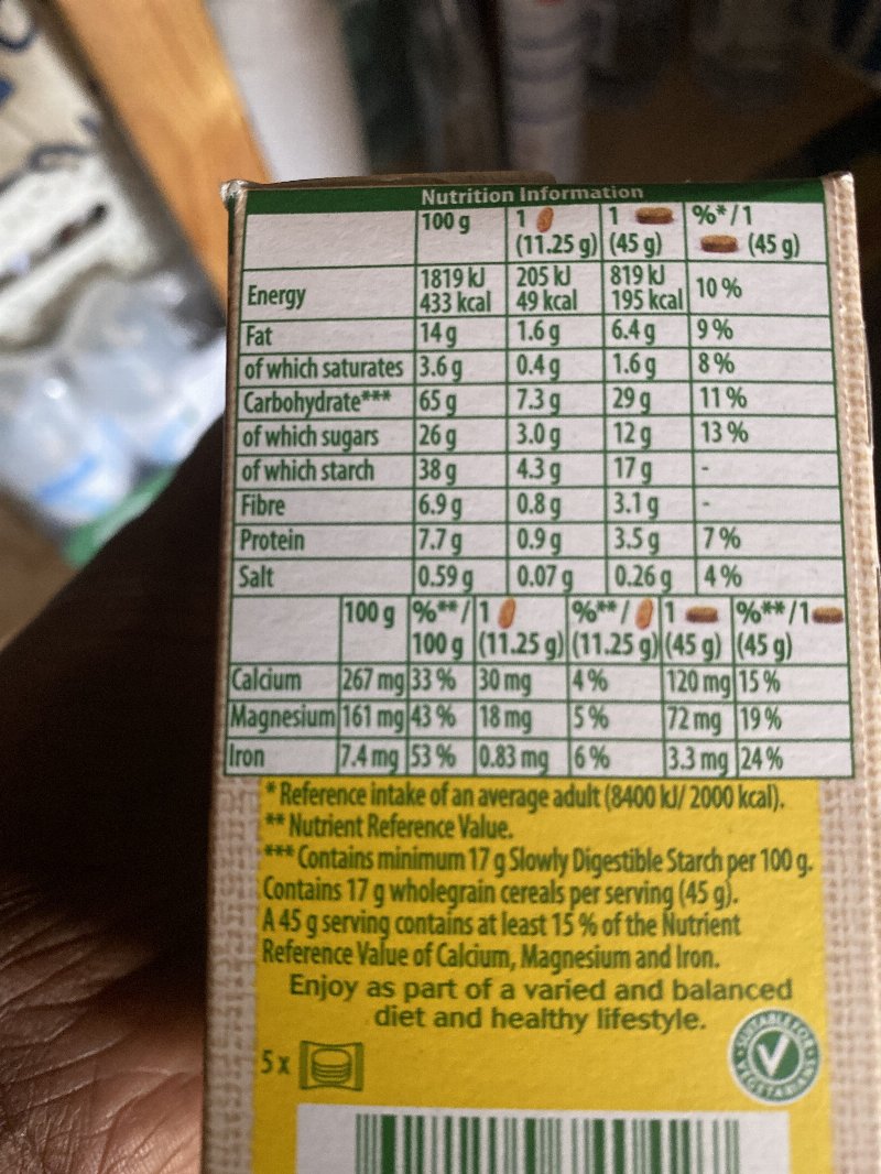 Foto da tabela nutricional