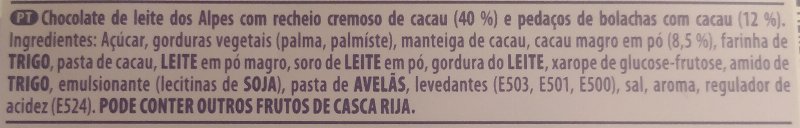 Foto da lista de ingredientes