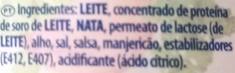Foto da lista de ingredientes