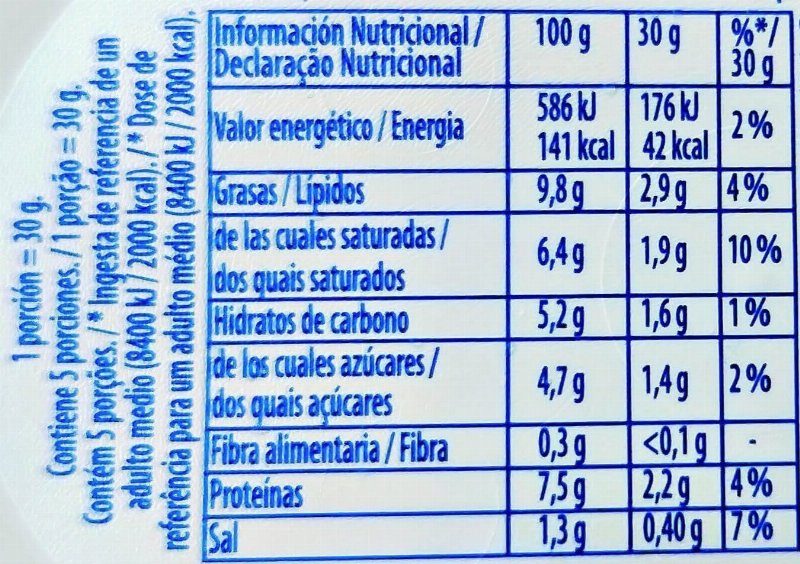 Foto da tabela nutricional