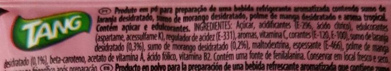 Foto da lista de ingredientes