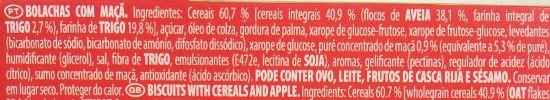 Foto da lista de ingredientes