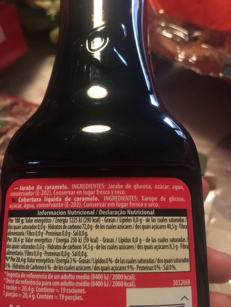Foto da lista de ingredientes