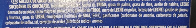 Foto da lista de ingredientes
