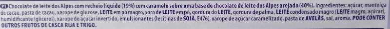 Foto da lista de ingredientes