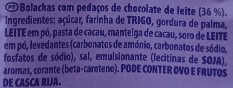 Foto da lista de ingredientes