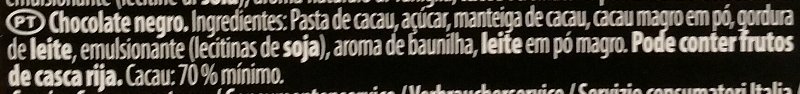 Foto da lista de ingredientes