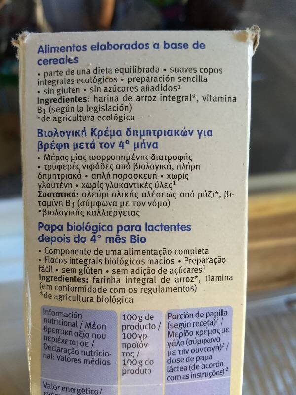 Foto da lista de ingredientes