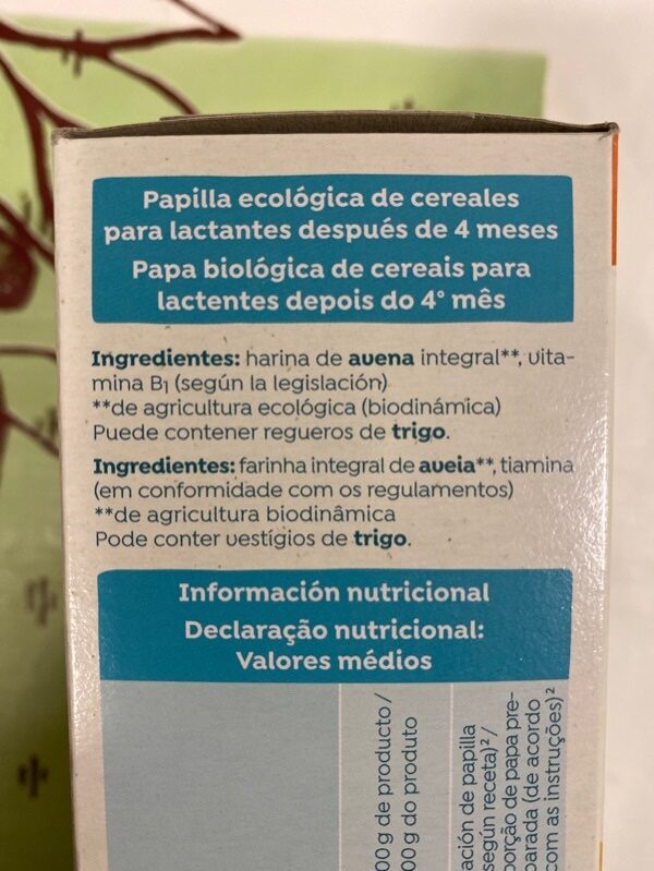 Foto da lista de ingredientes