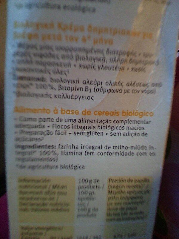 Foto da lista de ingredientes