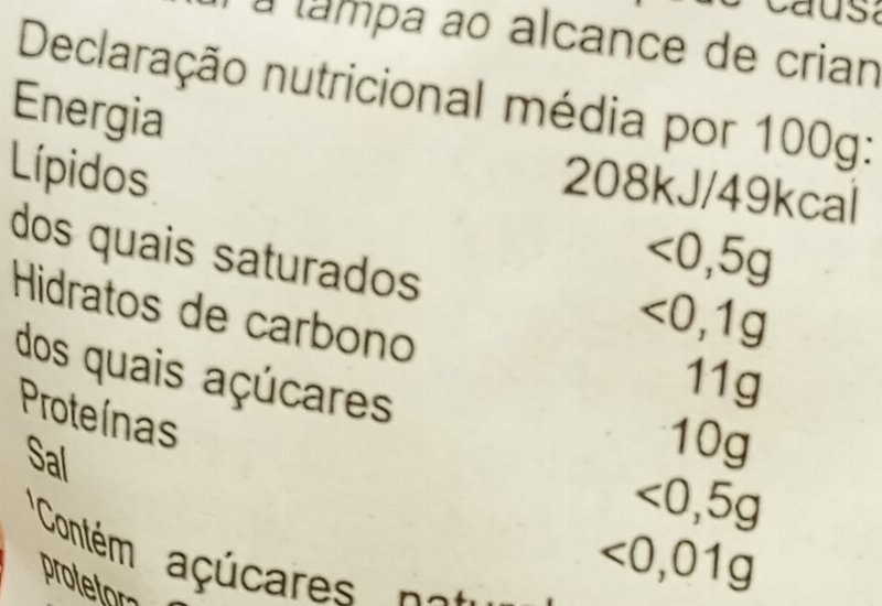 Foto da tabela nutricional