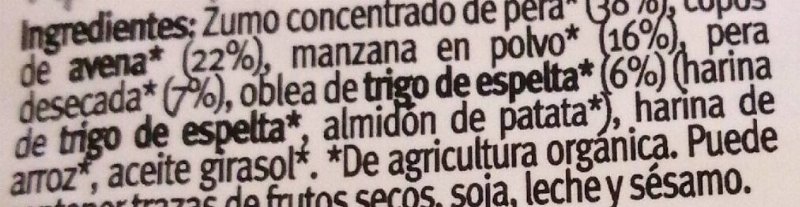 Foto da lista de ingredientes