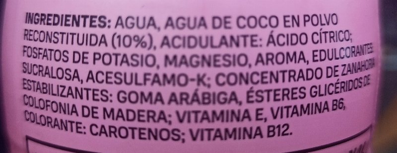 Foto da lista de ingredientes