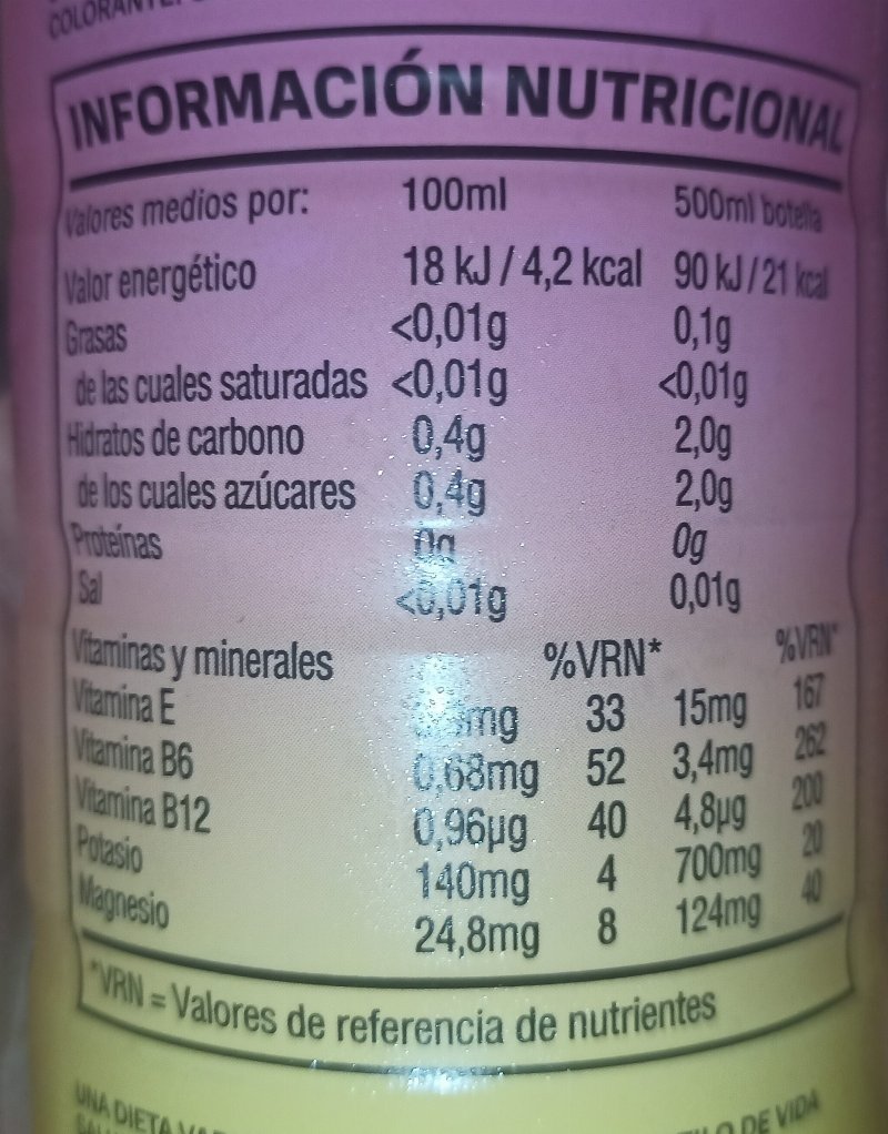 Foto da tabela nutricional