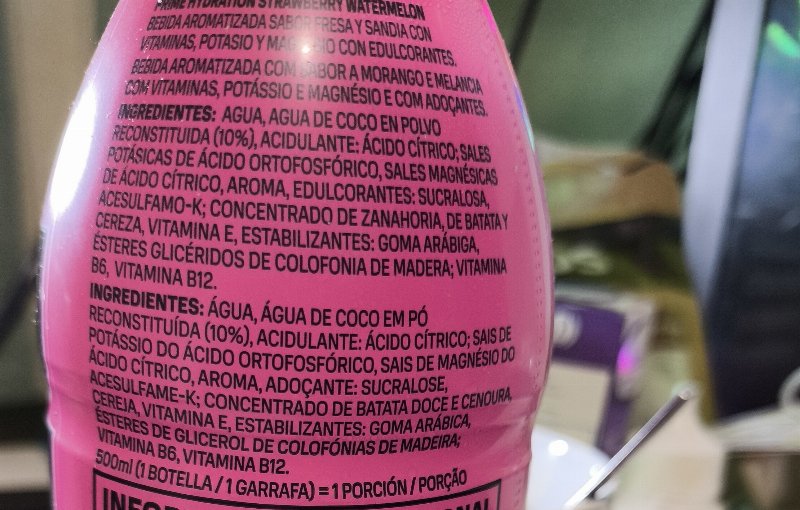 Foto da lista de ingredientes