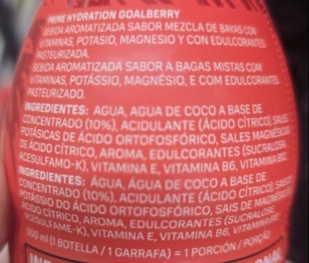 Foto da lista de ingredientes