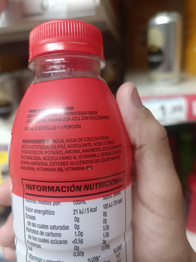Foto da lista de ingredientes