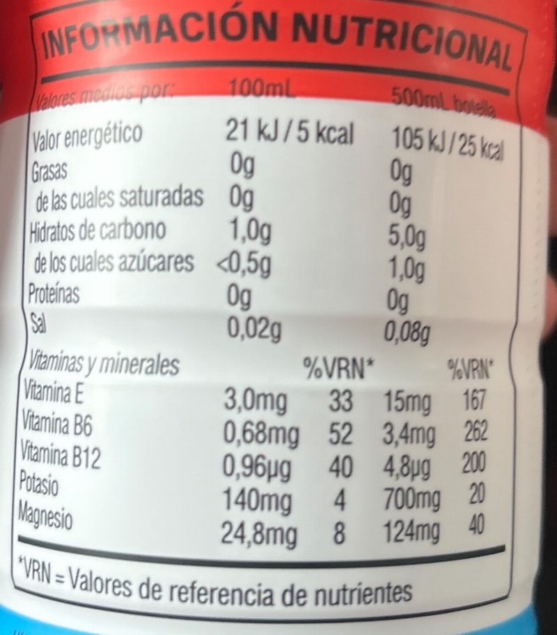 Foto da tabela nutricional