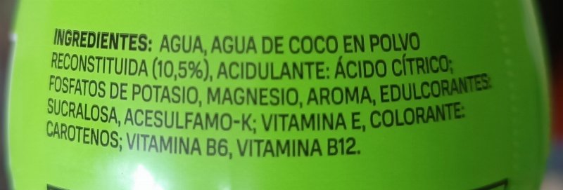 Foto da lista de ingredientes
